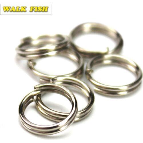 WALK FISH 100Pcs/Lot Stainless Steel Split Rings Fishing accessories Fishing Split Ring Fishing Connector for Blank Lures Crank