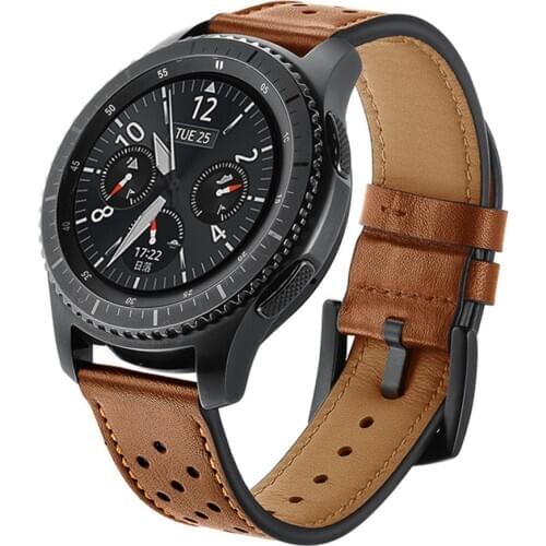 20/22mm strap For Galaxy Watch 46mm/42mm/Active Samsung Gear S3 frontier/S2/Sport Genuine Leather Band Huawei Watch GT S 3 2 46