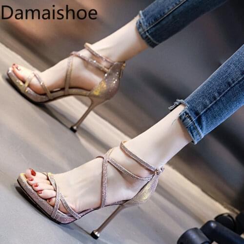 Womens Shoes Fashion Sandals Summer New Simple Temperament High Heel Cross Lace-up Sexy Roman Style Lightweight Stiletto Heels