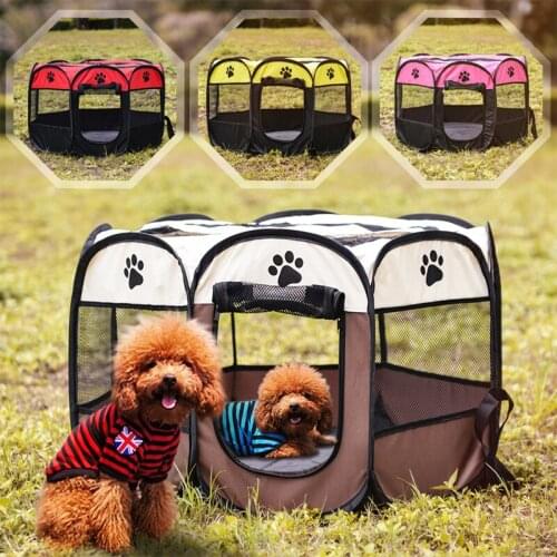 Pet Dog Playpen Tent Crate Room Foldable Puppy Exercise Cat Cage Waterproof Outdoor Two Door Mesh Shade Cover Nest Kennel Houses