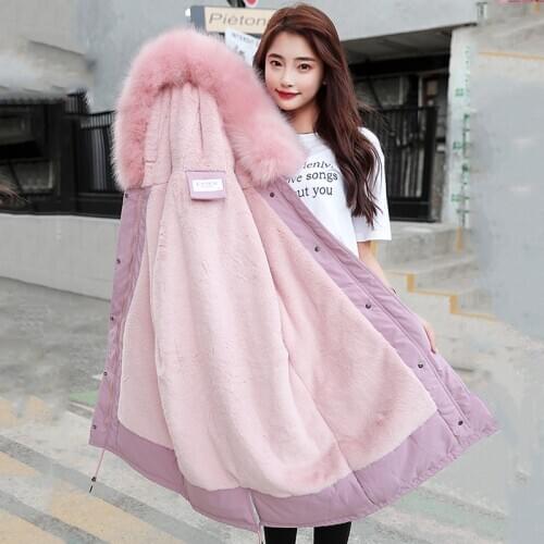 2020 Winter Jacket With Zipper Slim Hooded Plus Size Winter Parka Winter Womens Wool Liner With Fur Collar Casual Thick Coats