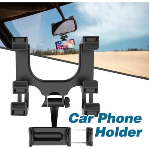 1pcs Car Phone Holder Car Rearview Mirror Mount Phone Holder Adjustable 360 Degrees Rotation for GPS Smartphone Stand Universal