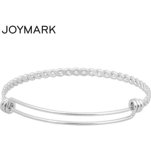 50pcs/lot 1.5mm High Quality Never Fade Stainless Steel Adjustable Expandable Twisted Wire Bangles DIY Cuff Bracelets SCB-A006