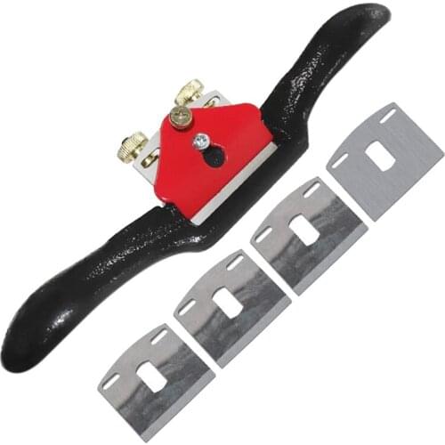 9Inch Adjustable Spokeshave With Flat Base And Metal Blade,Wood Working Wood Craft Hand Tool With 4 Pcs Planer Blade