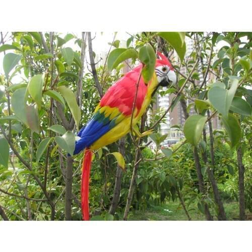 Large 42cm yellow-red coloured feathers parrot real life toy foam&feathers bird model garden decoration filming prop,gift h1527