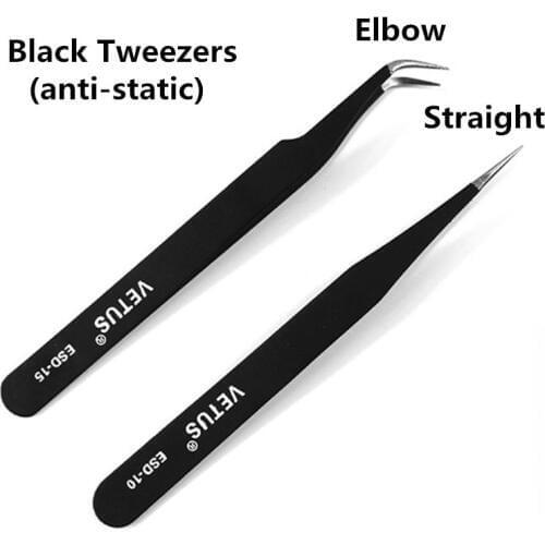 Black stainless steel tweezers Nail Art Acrylic Gel Rhinestones Paillette Nipper Picking Nail Art Equipment Manicure tools