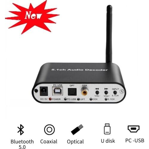 Digital 5.1 EU Audio Decoder Dolby Dts/Ac-3 Optical To 5.1-Channel 6 RCA Analog Converter Sound Adapter For Amplifier Speaker