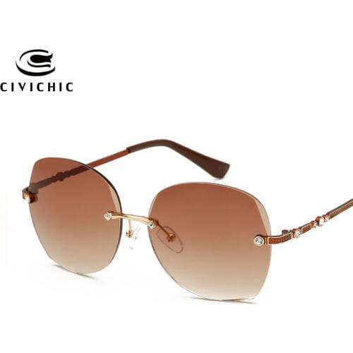 CIVICHIC Luxury Design Woman Sunglasses HD Rimless Lunettes Street Snap Eyewear Fashion Sun Glasses Celebrity Oculos De Sol E211
