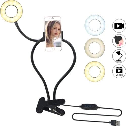 Bendable USB LED Makeup Fill light 3 Modes Photography Dimmable LED Selfie Ring Light Youtube Video Live Studio Camera lamp