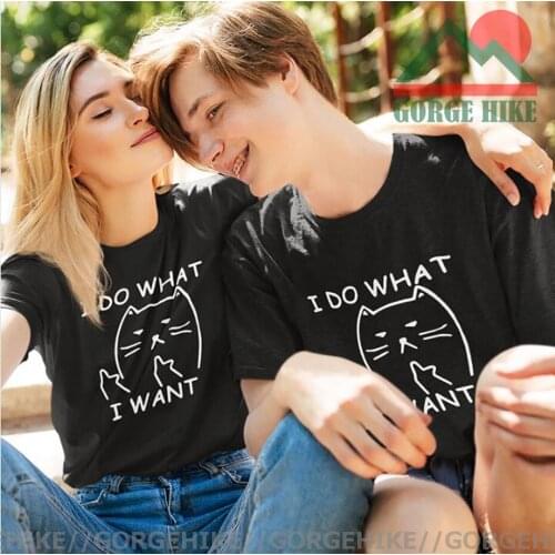 GorgeHike I Do What I Want T Shirt women men Cat Middle Finger Cotton Plus Size Design Hand-drawn Pattern Print Summer Tops Tees