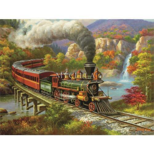 Cartoon 5d Diy Diamond Painting Cross Stitch Diamond Embroidery Trains & Locomotive Fall Landscape Full Mosaic Home Decor Gifts