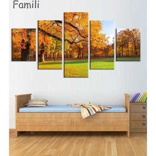 5Piece Canvas Painting Autumn Waterfall HD Printed Canvas Art Prints Wall Art Home Decor Poster Pictures for Living Room