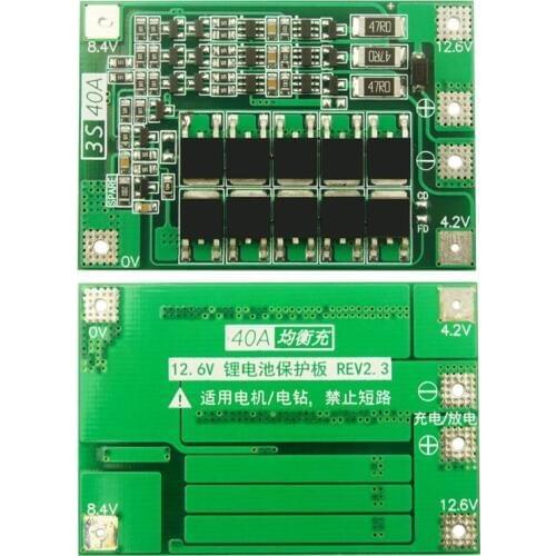 3S 40A Li-ion Lithium Battery Charger Lipo Cell Module PCB BMS Protection Board For Drill Motor 12.6V with Balance