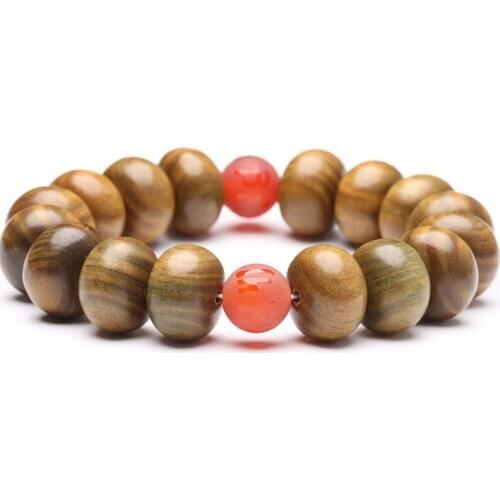 Natural Sandalwood Tibet Prayer Beads Asian Rosary Onyx Six Words Bracelet Rosary Handmade