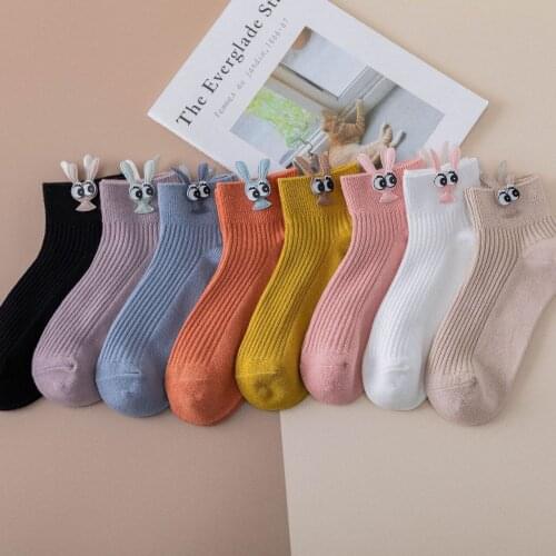 Cartoon Socks for Women Girls 1 Pair Cute Kawaii Rabbit Ear Socks Spring And Autumn Fashion Socks Korean Style Casual Socks