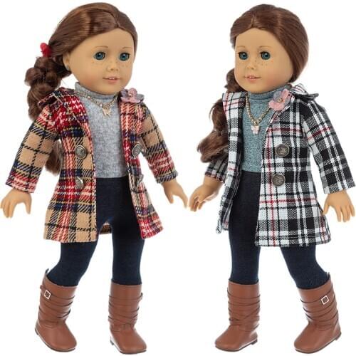 New Three piece Plaid suit Fit For American Girl Doll 18 Inch Doll Clothes , Shoes are not included