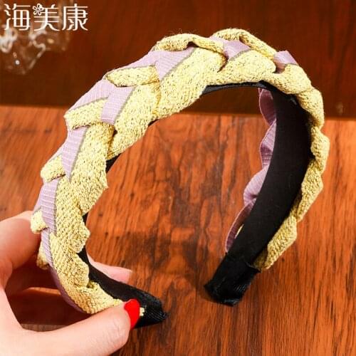 Haimeikang New Fashion Women Hairband Cross Knot Braid Headband Adult Spring Autumn Headwear Wide Side Turban Hair Accessories