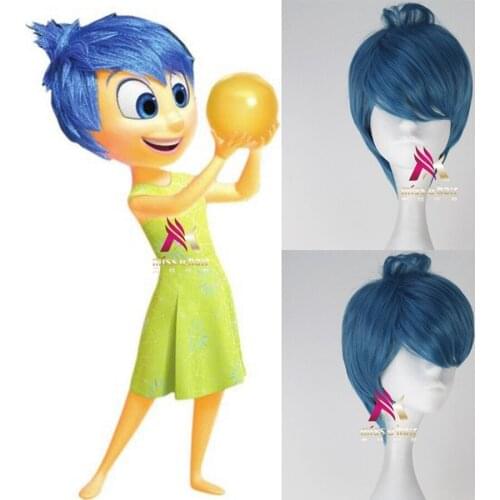 Wig Hot Sale inside out Happy Cosplay Wigs Short Blue Heat Resistant Synthetic Hair Perucas Cosplay Wig +wig cap
