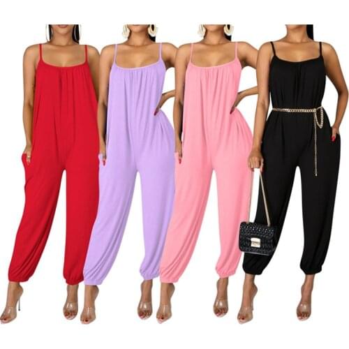 Sexy Rompers Womens Jumpsuit 2020 New Summer Clother One Piece Club Outfits Spaghetti Strap Backless Overalls Loose Pants