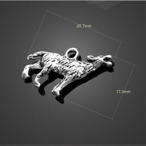 High quality 20 PCS/Lot 17.3mm*25.7mm antique silver plated animal snow wolf charms for DIY jewelry