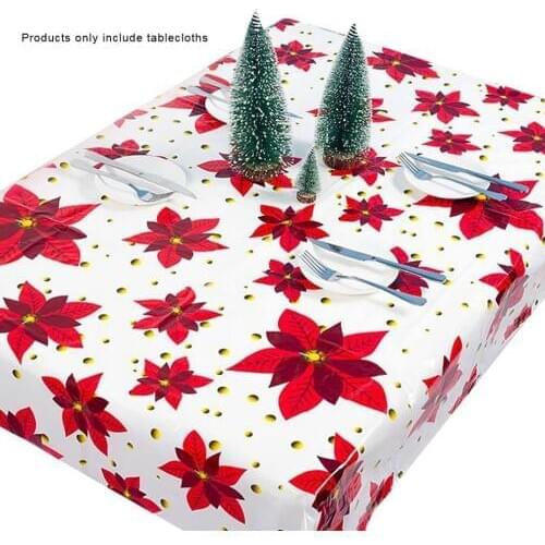 1pcs 110*180cm Christmas Table cloth Dinner Party New Year Printed Rectangle PVC Tablecloth Christmas Table Cover Decorations