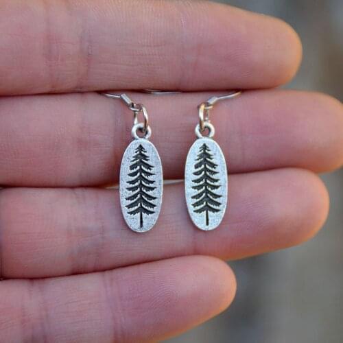 Silver Cute Pine Tree Earring Forest Outdoor Lovers Jewelry