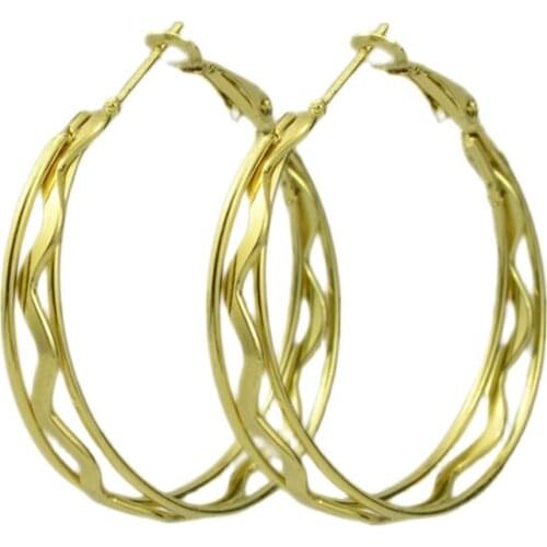 Hoop Earrings for women Big circle Three-layer wave pattern Round Fashion Jewellery Accessories Wholesale Young Ladies Earings