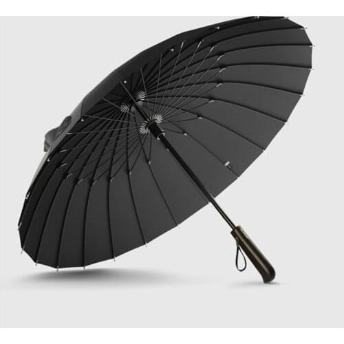 Hot Sale Brand Rain Umbrella Men Quality 24K Strong Windproof Glassfiber Frame Wooden Long Handle Umbrella Womens Parapluie