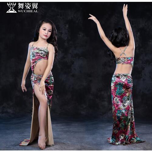 Hot Sale New Oriental Dance Costumes Wuchieal kids girls Belly Dance Costume top+skirt suits performance Clothes RT175