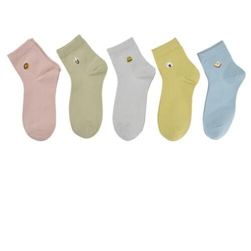 Yishine 10 Pairs Daisy Flowers Pattern Casual Womens Middle Tube Socks Cute Cotton Sock for Girls