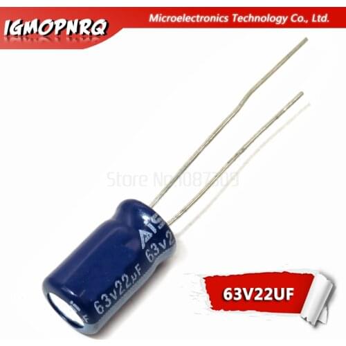10pcs electrolytic capacitor 63V22UF volume 22UF 63V 6.3*11MM