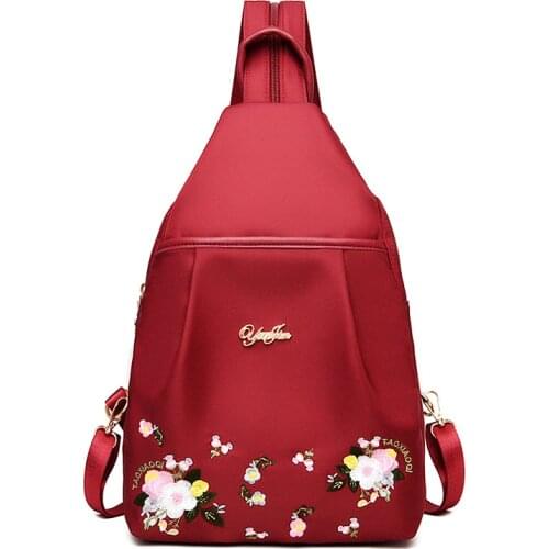 2020 Flowers Embroidery Leather Backpacks Sac A Dos Women Oxford Backpacks For Girls Female Chest Bags School Bags For Girls