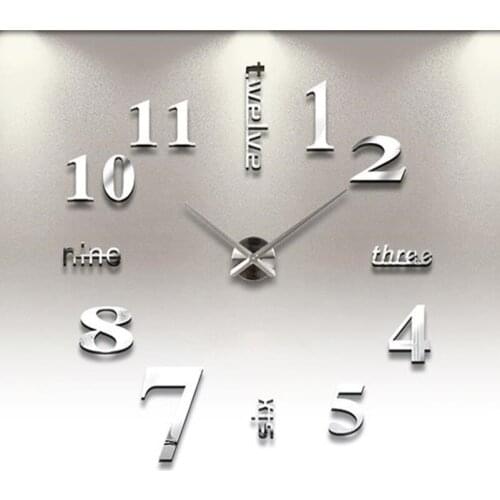 3D Wall Clock Mirror Wall Sticker Detachable Self-Adhesive Art Decal Wall Clock Home Decoration Living Room Quartz Needle