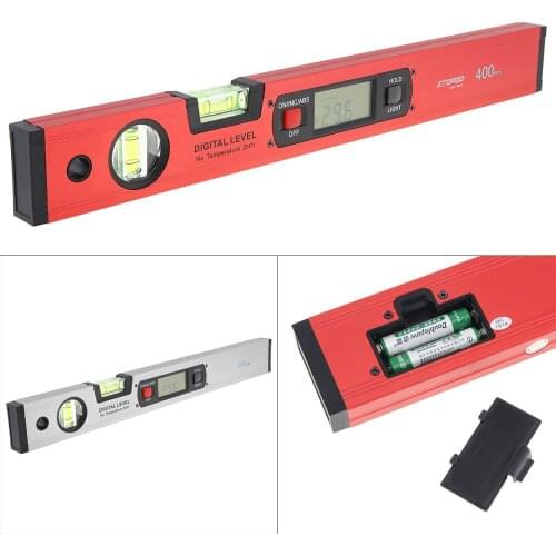 400MM 16 Inch Precision Magnetic Digital Display Level Ruler LCD Screen and 2 Blisters Design for Building Measurement Gauges