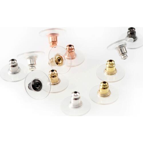 50pcs DIY Craft Accessories Silicon Stud Earring Back Stoppers Ear Post Nuts Jewelry Findings Components rose gold Nickel-free
