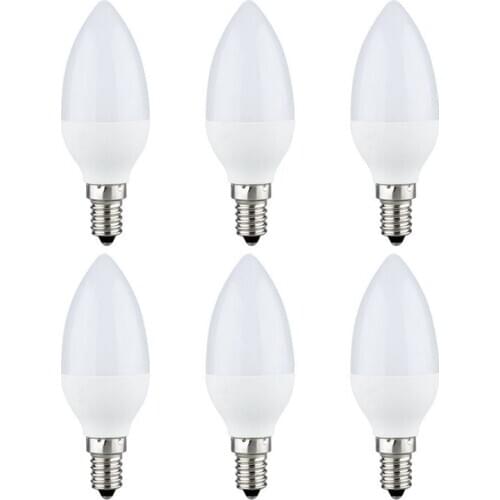 6pcs LED Lamps Candle Light Bulbs Candlesticks 2700K AC220-240V, E14 470LM 3W Cool White