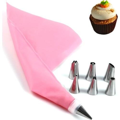 8Pcs/Set Silicone Pastry Bag Tips Kitchen DIY Cake Icing Piping Cream Cake Decorating Tools Cupcake Baking Gadgets Accessories