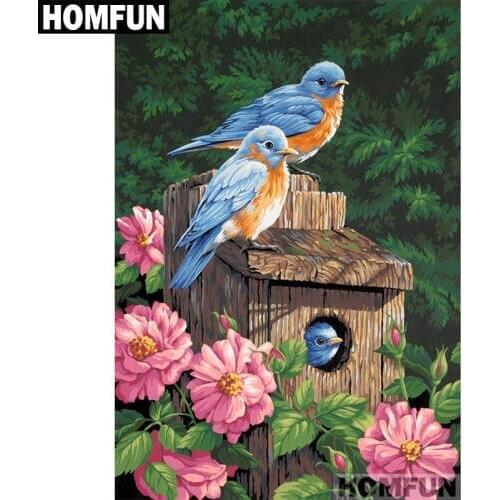 HOMFUN Full Square/Round Drill 5D DIY Diamond Painting "Bird & flower" Embroidery Cross Stitch 5D Home Decor Gift A01195