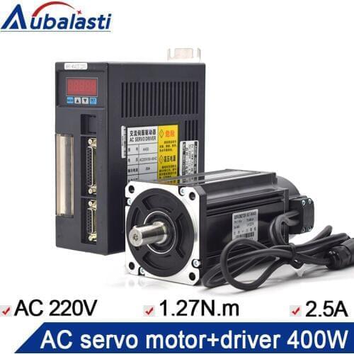 Aubalasti 400W AC Servo Motor kits 1.27N.M 3000RPM 60ST-M01330 AC Motor Matched Servo Motor Driver AASD 15A CNC Router Machine