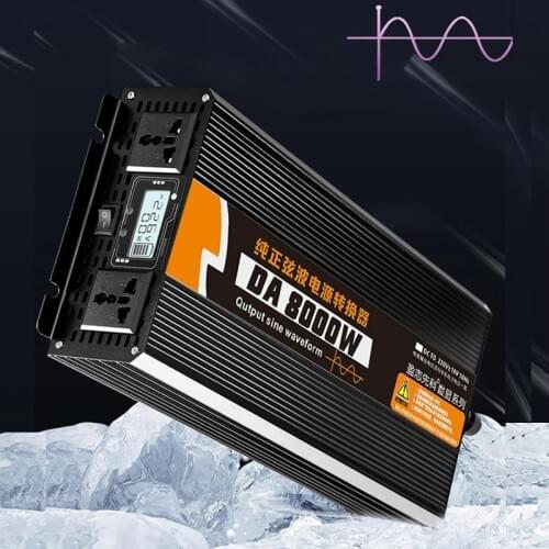 Car Inverter 12V 220V 8000W Peak Power Pure sine wave Inverter Voltage Convertor Transformer 12V/24V To 110V/220V Inversor + LCD
