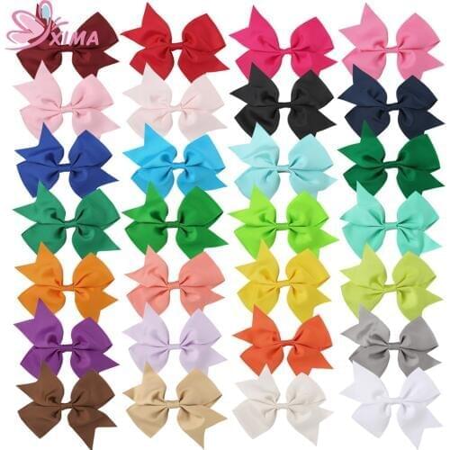 XIMA 28pcs/lot 5inch DIY Handmade Grosgrain Ribbon Bows Without Clip Hair Bows for Kids Hair Accessories