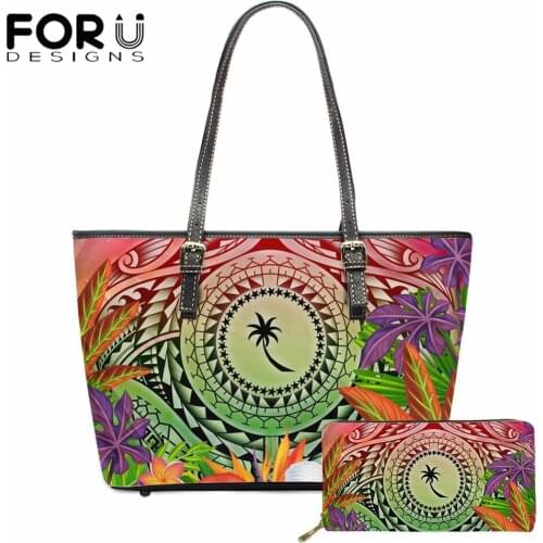FORUDESIGNS Chuuk Polynesian Hawaii Hibiscus Leaf Print PU Leather Women Shoulder Bag Female Handbags and Purse Mujer Bolsos2021