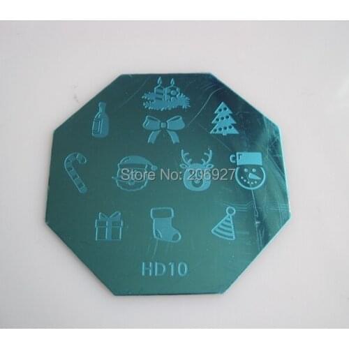 HD-10 1pc Cute Octagonal Stamping Metal Plate Nail Art Christmas and Halloween Series