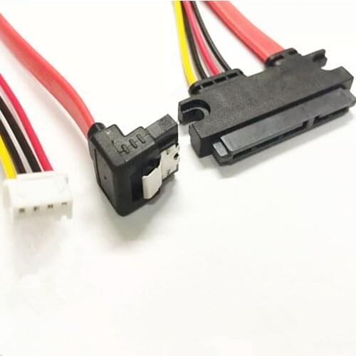 1Pcs SATA 7+15Pin to Small 4Pin XH2.54MM+SATA HDD L Type 90 Degree With shrapnel to 22Pin SATA Data hard disk Power Supply Cable