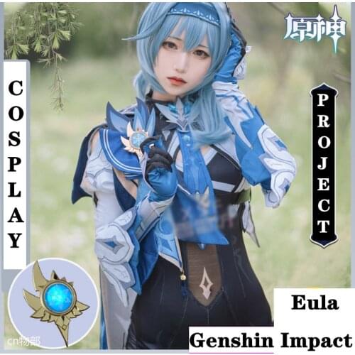 Eula Costumes Game Genshin Impact Cosplay Jumpsuit Five-Star Ice Element Anime Project Female Knight Clothes Shawl Accessory Set