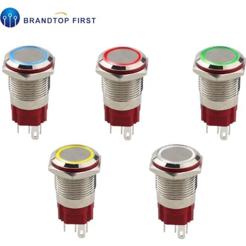 16mm 19mm 22mm Metal LED indicator Light press push button switches reset Momentary/Latching self lock 3v-9v 9-30v 100-240v