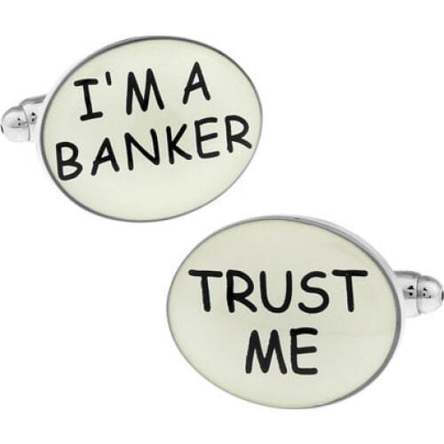 IGame Factory Price Retail Mens Cufflinks Brass Material Career I'M A BANKER TRUST ME Design Cuff Links