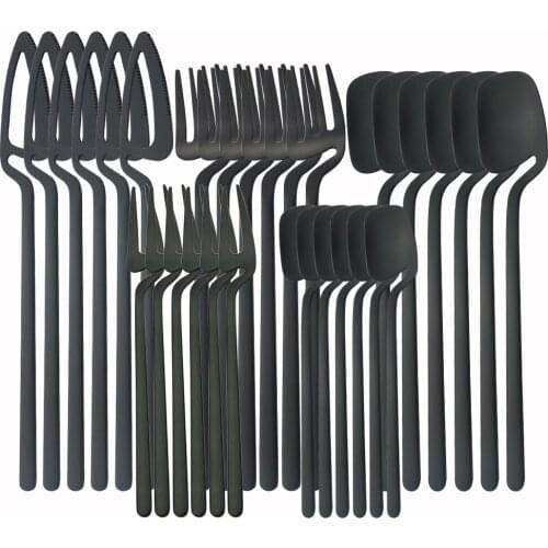 Matte Cutlery Black Stainless Steel Dinnerware Set 18/10 Knife Fruit Fork Teaspoon Spoon Set Kitchen Home Flatware Tableware Set