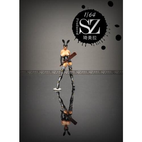 New 1:64 Scale Resin Tights Bunny Girl Doll Model Car Scene Model Layout Collection Decoration Toy