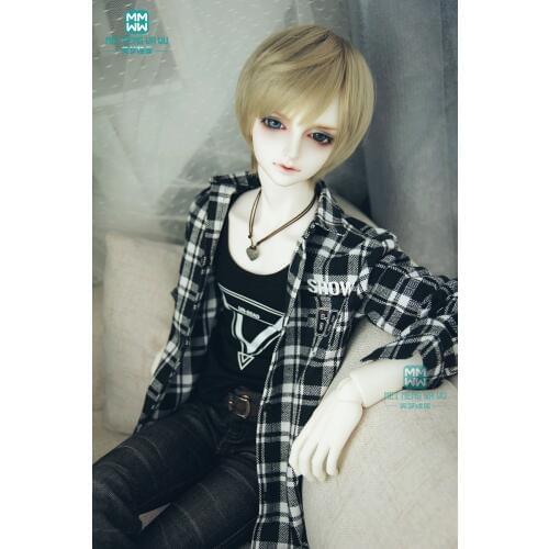 BJD doll clothes fits BJD uncle black plaid fashion shirt jacket